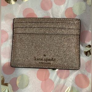 Kate Spade Joeley Tinsel Glitter rose gold Card Holder wallet